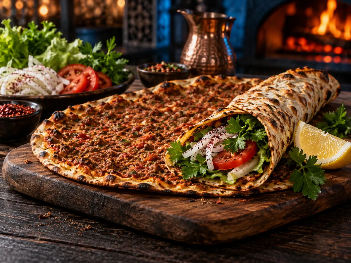 Lahmacun mit Salat